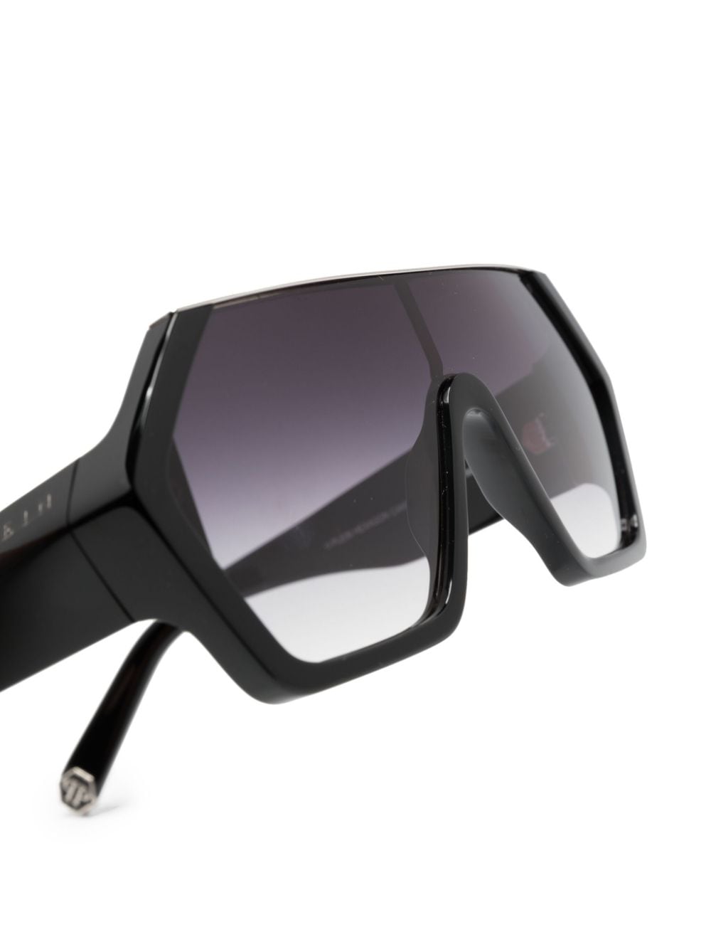 Shop Philipp Plein Logo-plaque Oversize-frame Sunglasses In Black