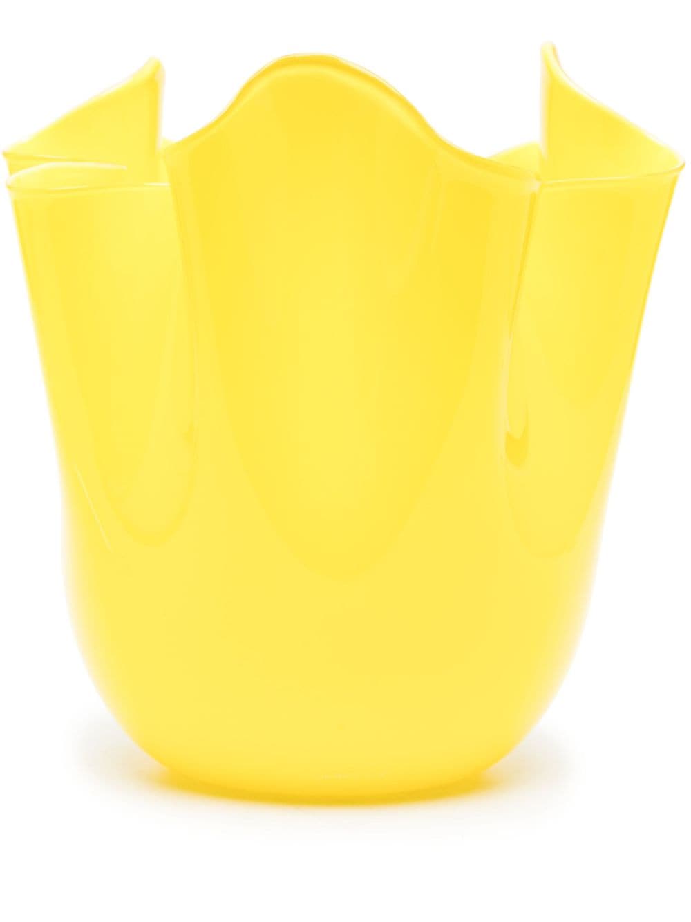 Venini Fazzoletto Murano-glass Vase (24cm) In Yellow