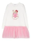 Monnalisa graphic-print cotton tulle dress - White