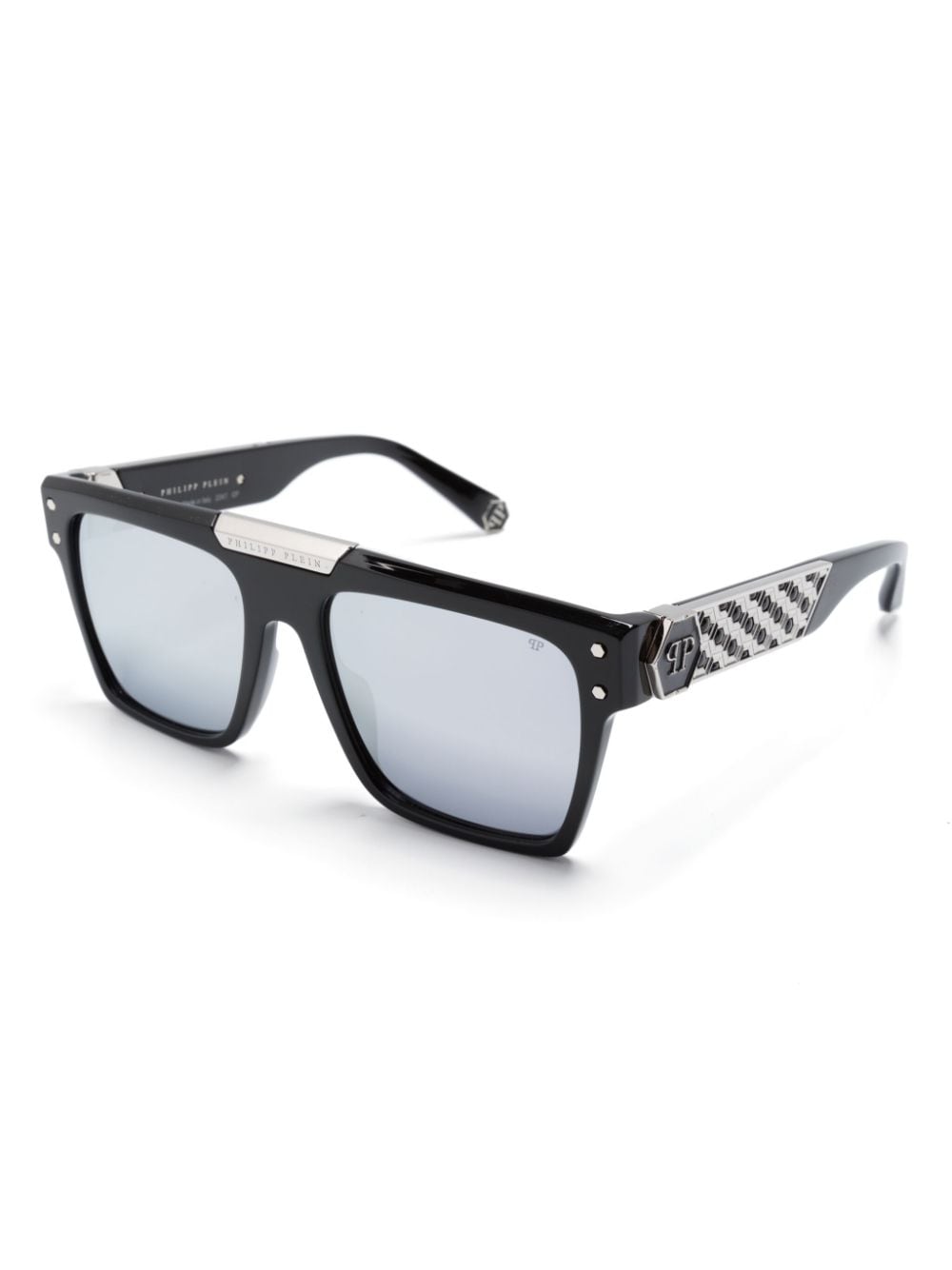 Philipp Plein logo-plaque square-frame sunglasses - Zwart
