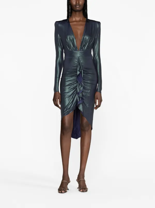 Alexandre Vauthier Draped Asymmetric Jersey Midi Dress - Green