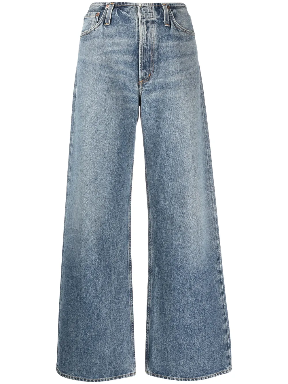 Agolde Low Slung Puddle Straight Leg Jeans In Blue