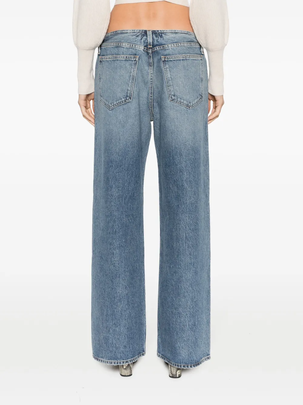 Agolde Low Slung Puddle Straight Leg Jeans In Blue