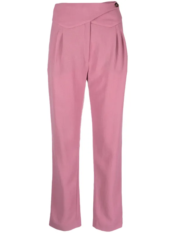 BLAZÉ Milano Cool & Easy Pleat-detail Virgin Wool Trousers in Purple