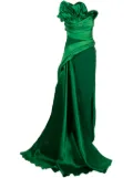 Gaby Charbachy draped strapless gown - Green