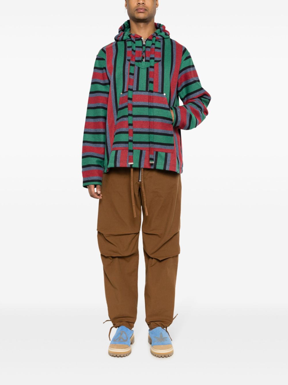 Shop Piet Baja Striped Cotton Blend Hoodie In Multicolour