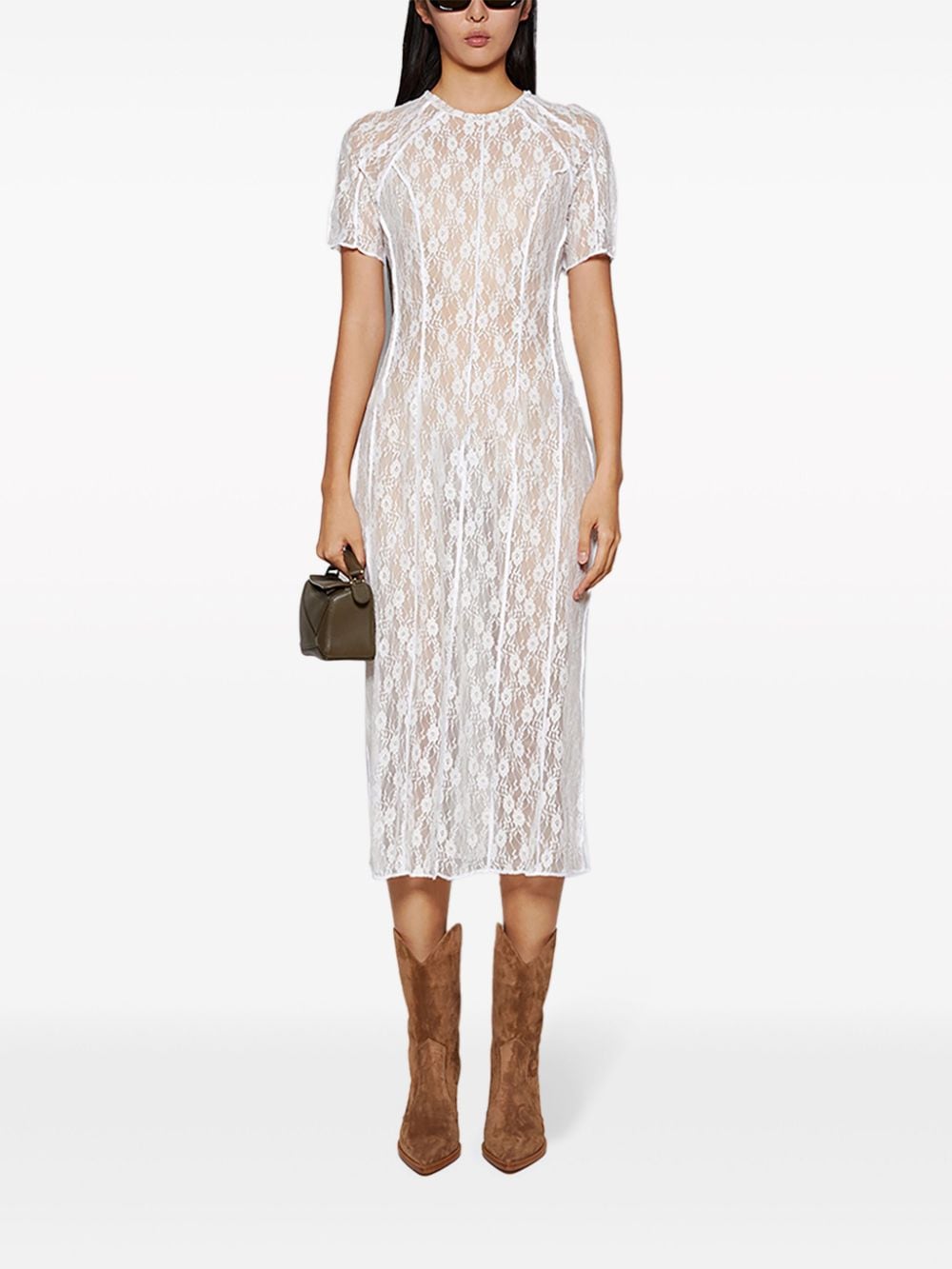 Shop Ester Manas Essential Lace Midi Dress In White