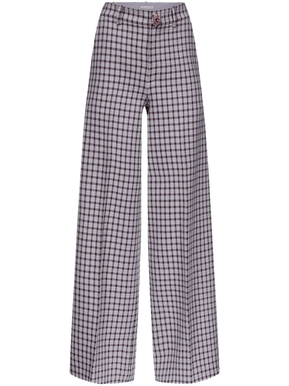 Shop Area Checked Wide-leg Trousers In Purple