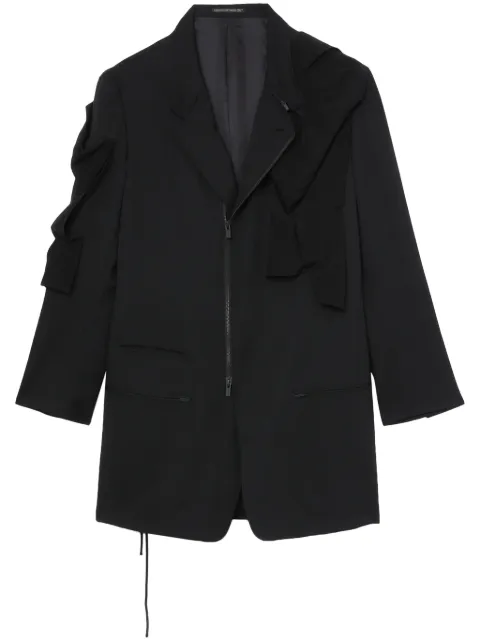 Yohji Yamamoto draped single-breasted zip-up blazer