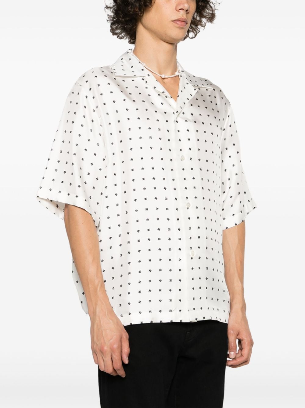 Shop Amiri Polka Dot-print Silk Shirt In White