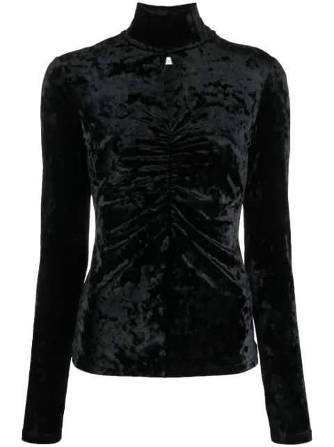 Patrizia Pepe velour ruched long-sleeve top
