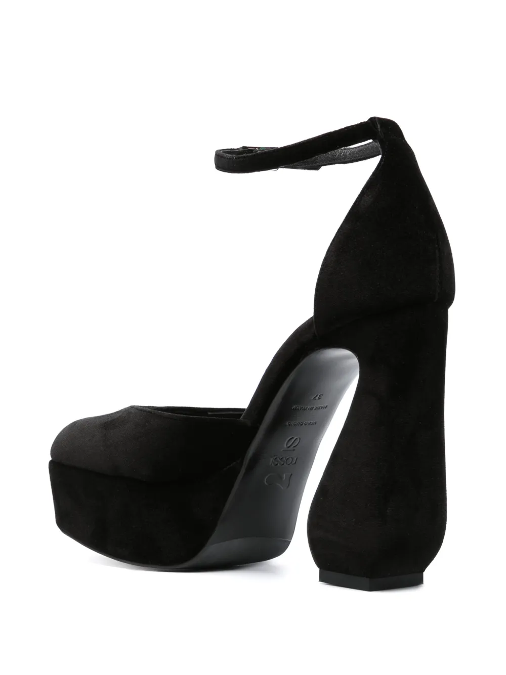 Si Rossi 85mm Velvet-finish Sculpted-heel Pumps In Black