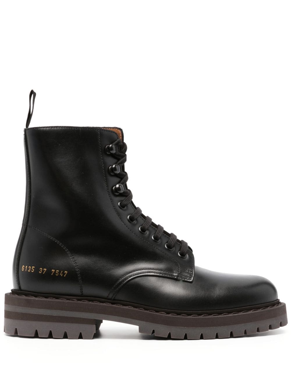 Common Projects Lace-up Leather Combat Boots In Black