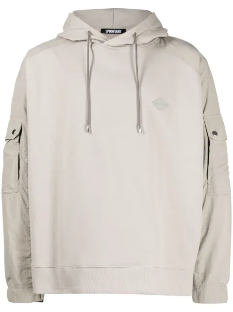 Spoonyard logo-appliqué panelled hoodie