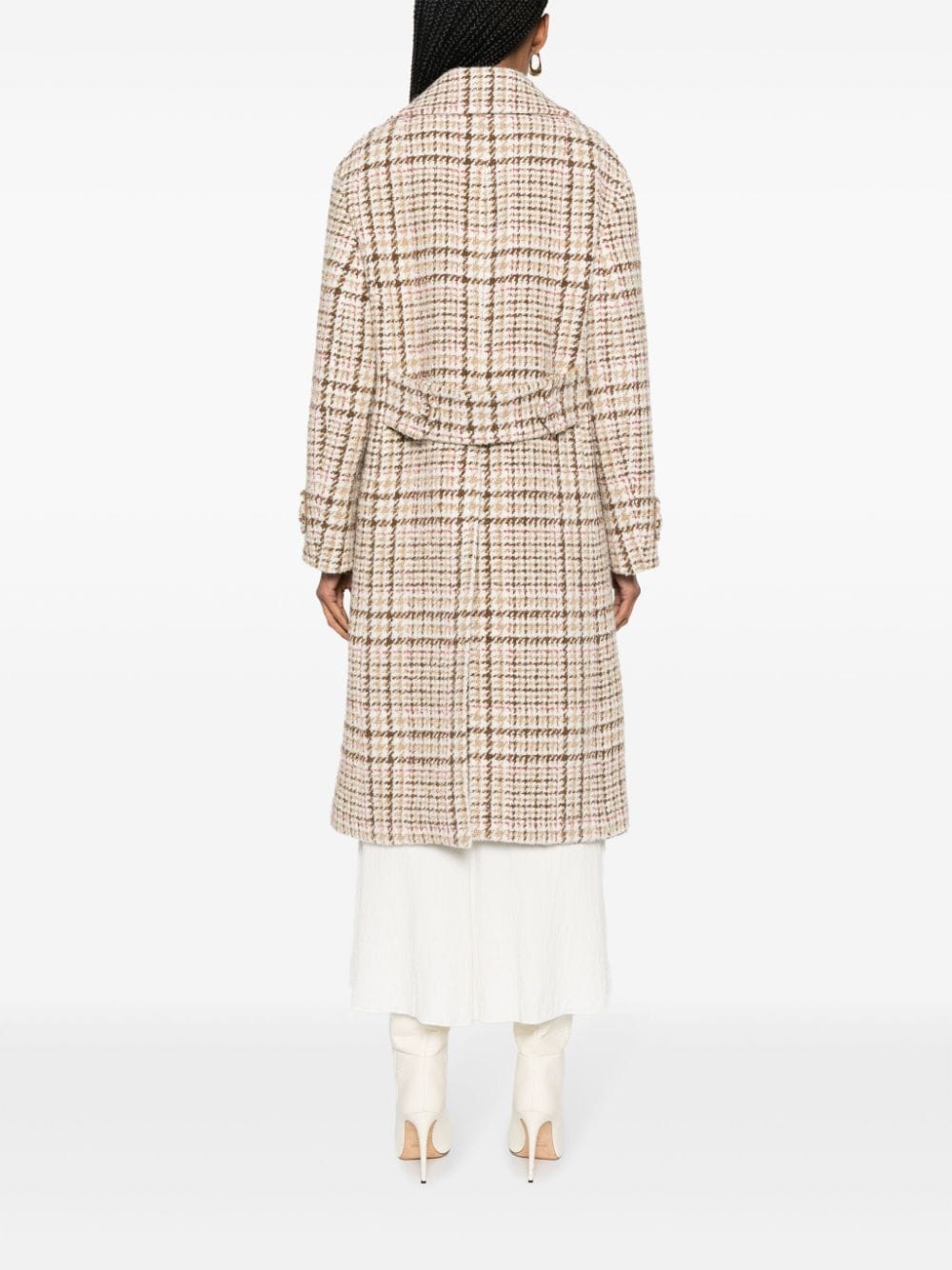 Shop Ermanno Scervino Houndstooth-pattern Single-breasted Coat In Neutrals