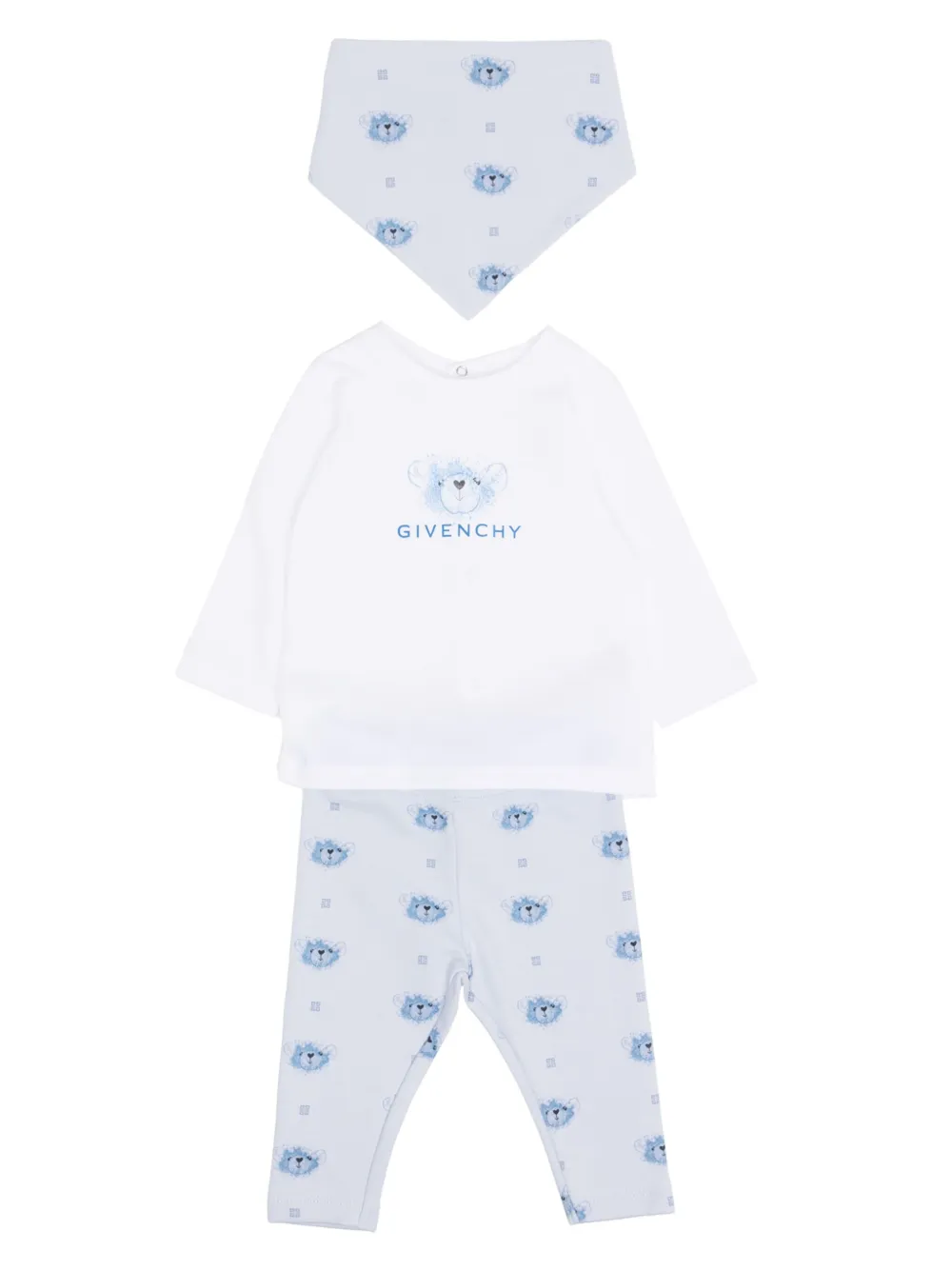 Givenchy Babies' Teddy Bear-print Baygrow (set Of Three) In Blue