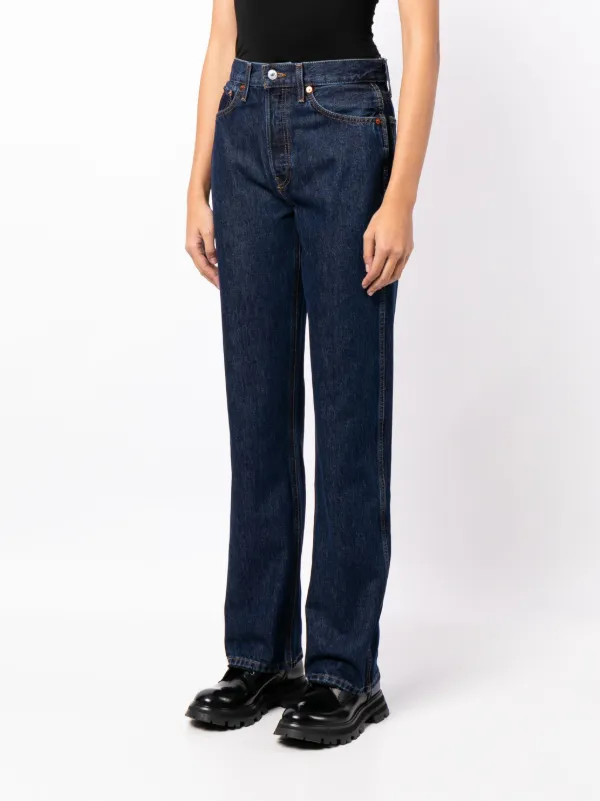 【関税込み】Re/Done ブルー ハイライズジーンズ RE/DONE ハイライズ ストレートジーンズ | ブルー | FARFETCH JP