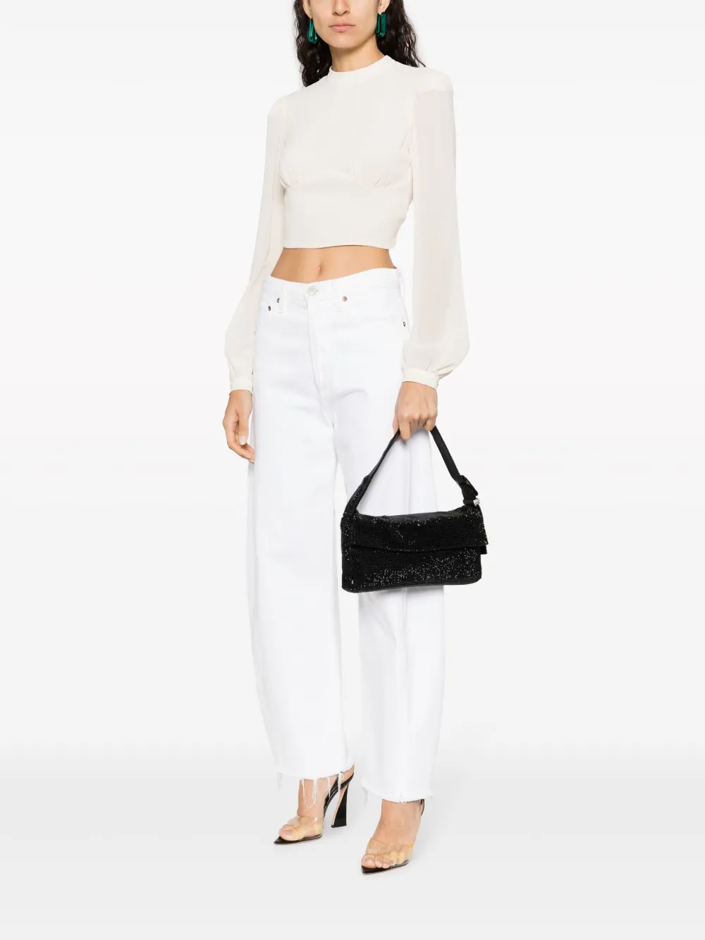 Benedetta Bruzziches Vittissima rhinestone-embellished shoulder bag - Zwart