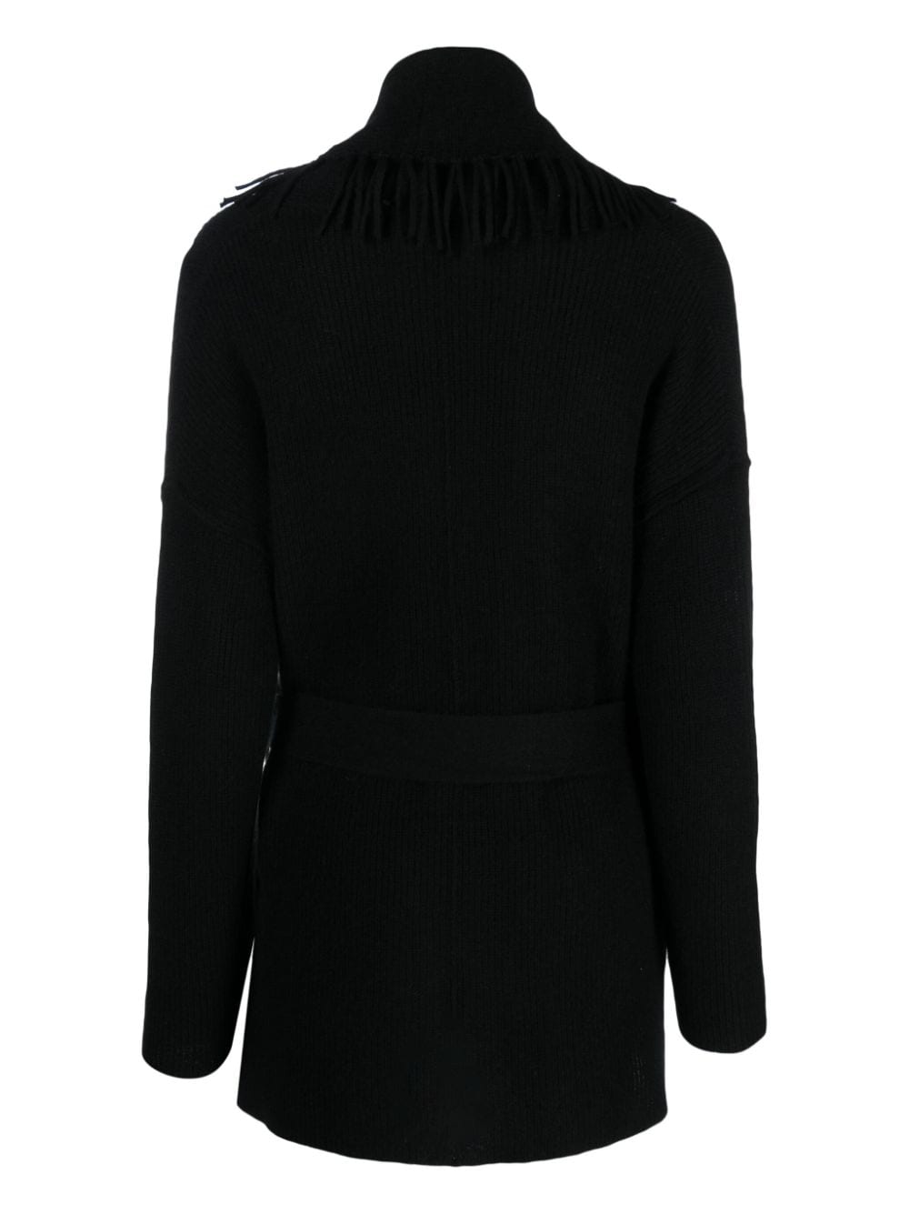 Shop 360cashmere Leyla Fringe Cashmere Cardigan In Black