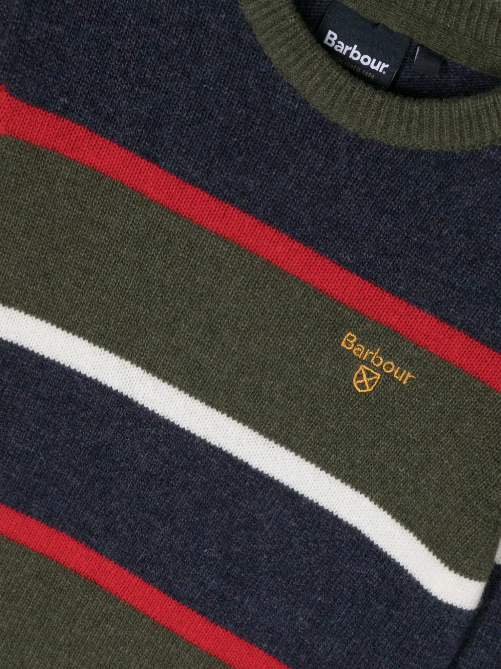 Shop Barbour Cranmer Striped Wool Jumper In Blue