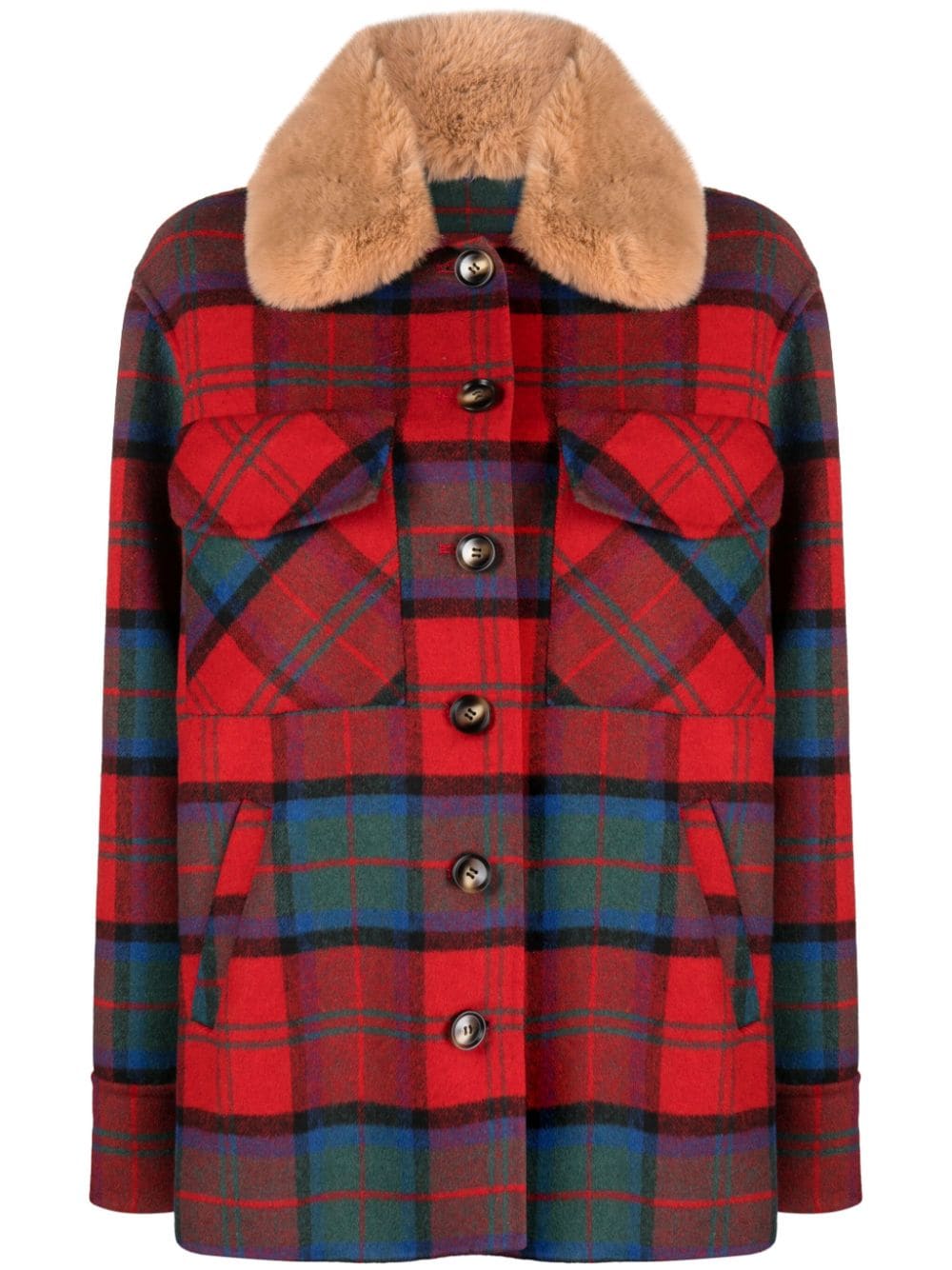 Ava Adore plaid check flannel shirt jacket - Rosso