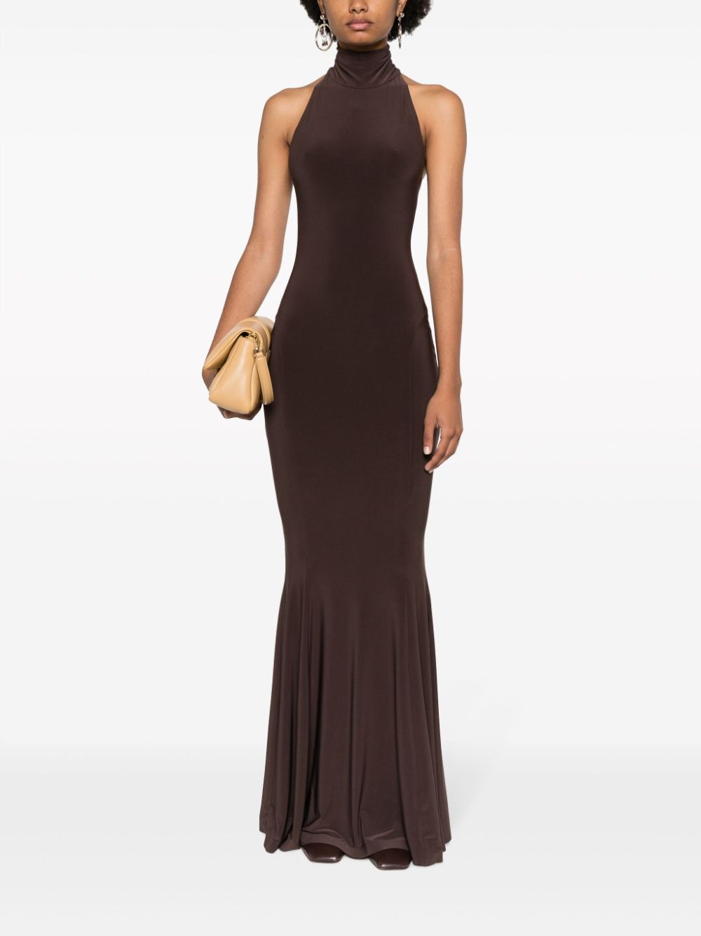 Norma Kamali fishetail fitted long dress - Bruin