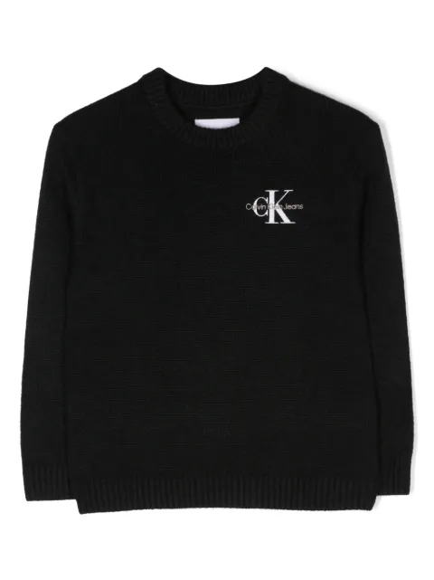 Calvin Klein Kids logo-embroidered cotton-blend jumper 