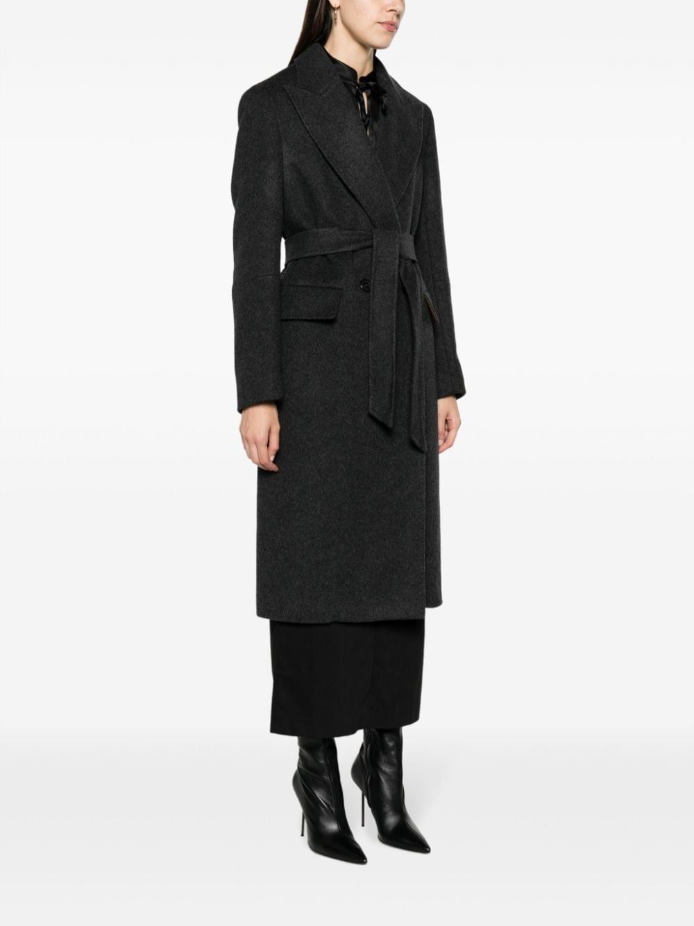 Shop Max Mara Double-breasted Cashmere Coat In Grey
