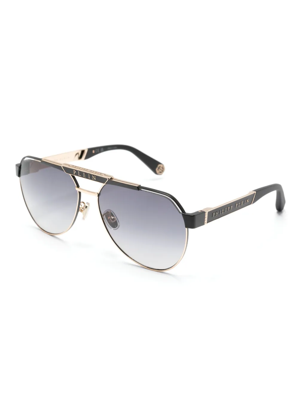 Philipp Plein logo-embossed pilot-frame sunglasses - Zwart