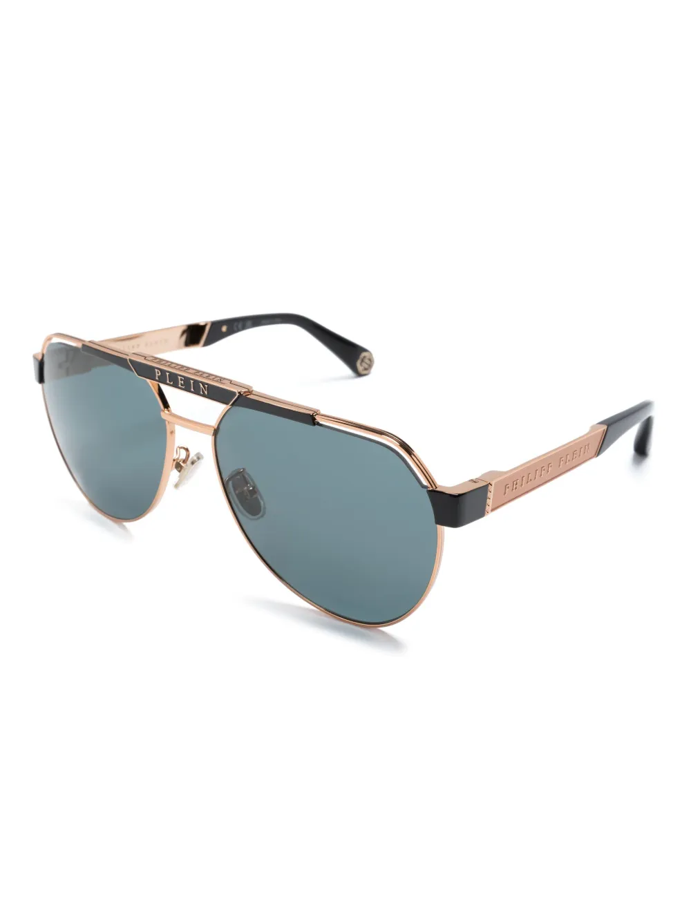 Philipp Plein logo-embossed pilot-frame sunglasses - Zwart