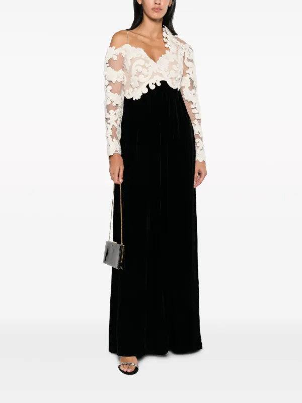 ZIMMERMANN Sensory Embroidered Velvet Gown Black FARFETCH PT