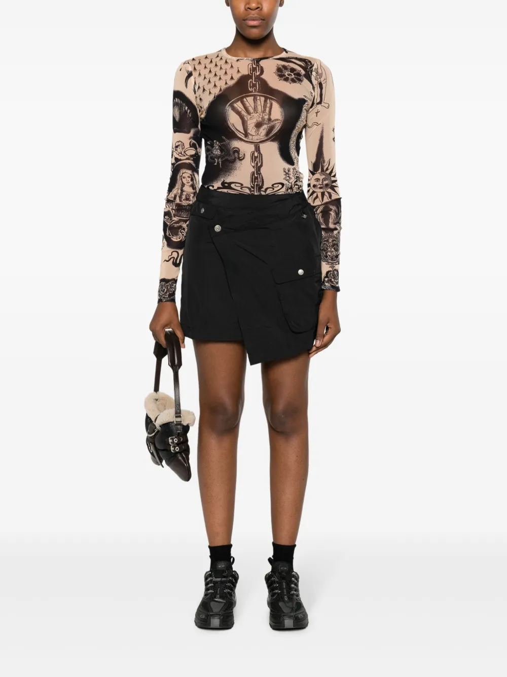 Ksubi Tactic Cargo Rap asymmetric skirt - Zwart