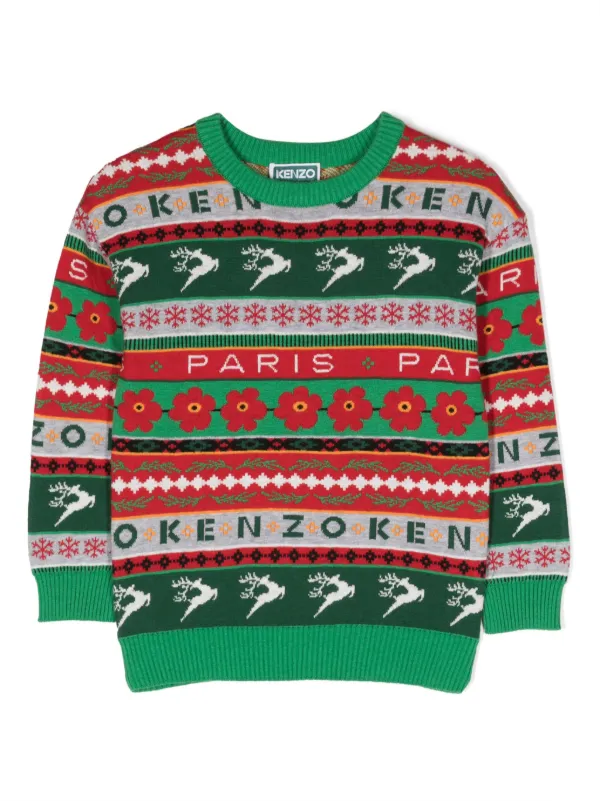 Kenzo Kids Holiday jacquard pattern Jumper Farfetch