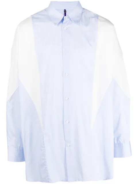 OAMC panelled striped organic cotton shirt