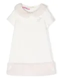 Miss Blumarine logo-appliqué bib-collar dress - White