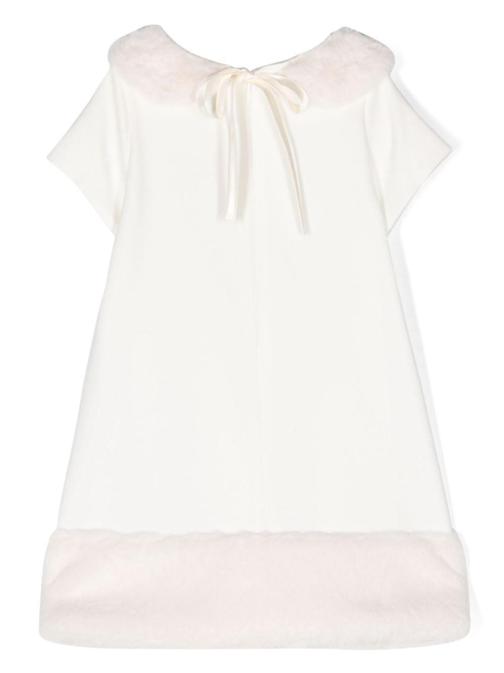 Miss Blumarine logo-appliqué bib-collar dress - White