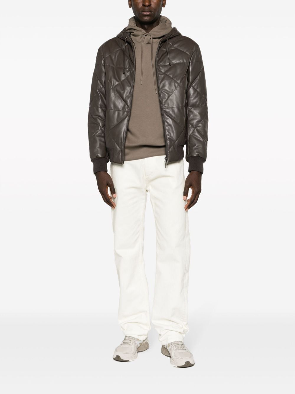 Emporio Armani Hooded Leather Jacket - Farfetch
