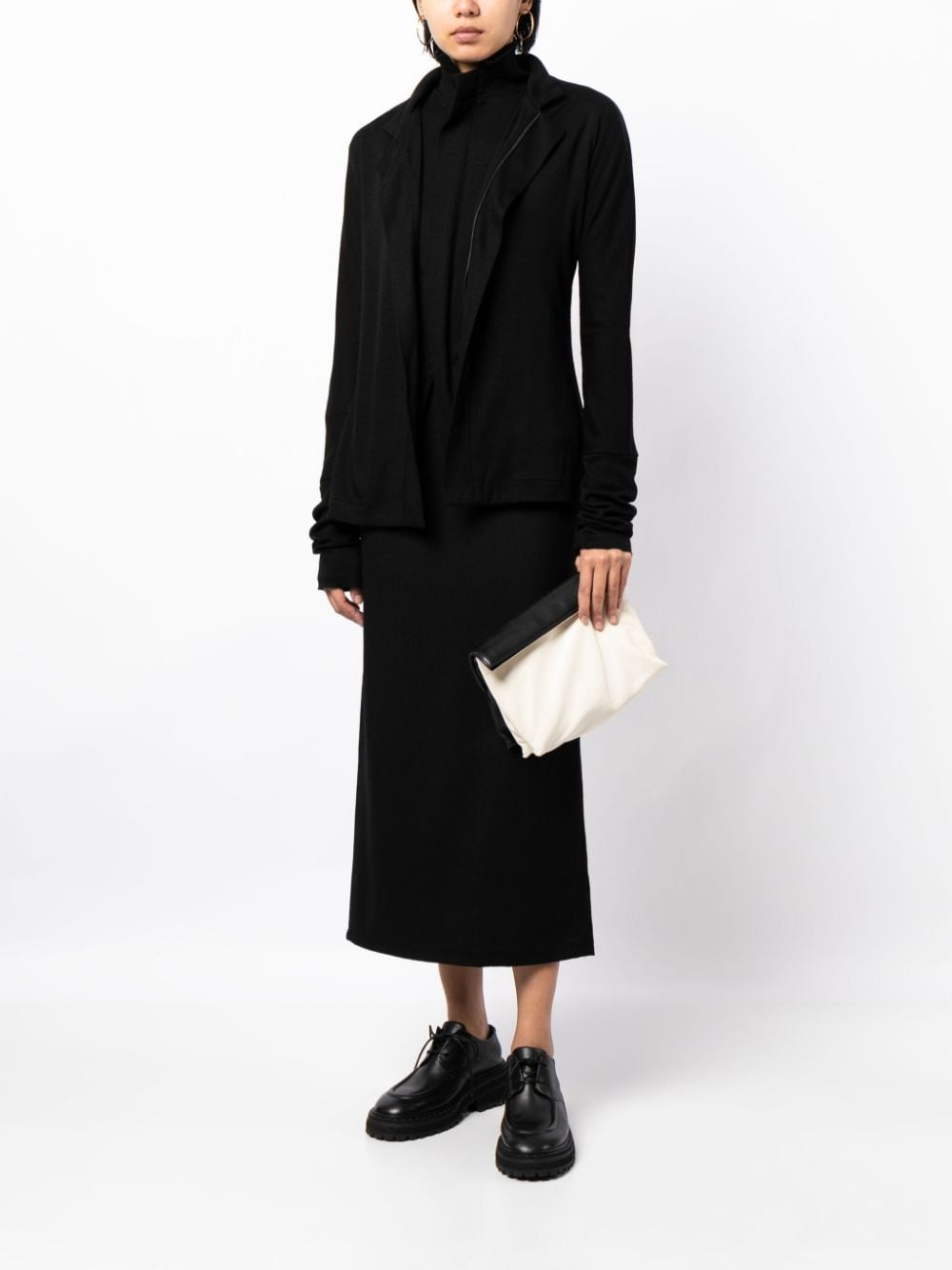 Shop Yohji Yamamoto Zip-up Wool Cardigan In Black