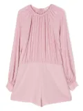 Elisabetta Franchi La Mia Bambina rhinestone-embellished pleated playsuit - Pink