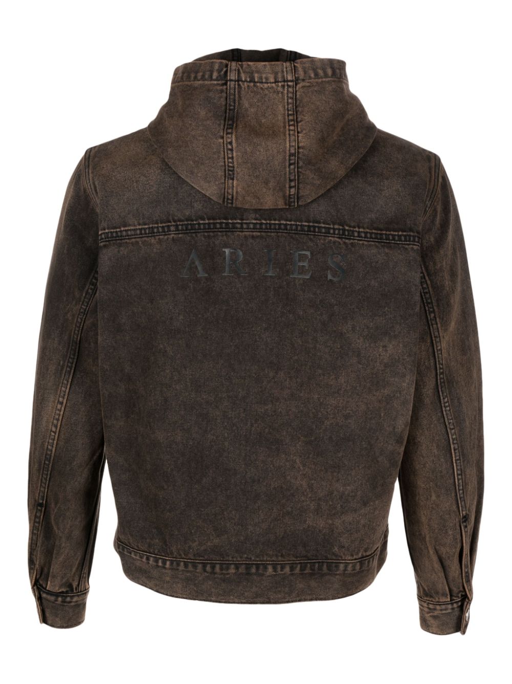 Aries logo-print hooded denim jacket - Oranje