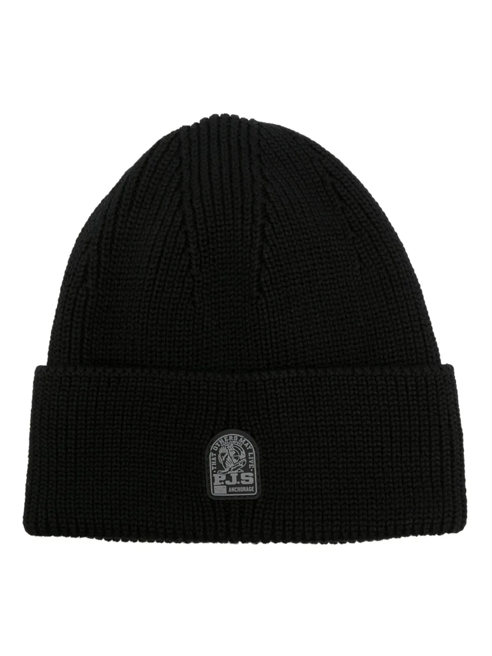Parajumpers logo-patch ribbed beanie | Black | Image 1