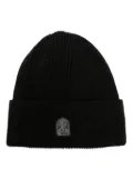 Parajumpers logo-patch ribbed beanie - Black