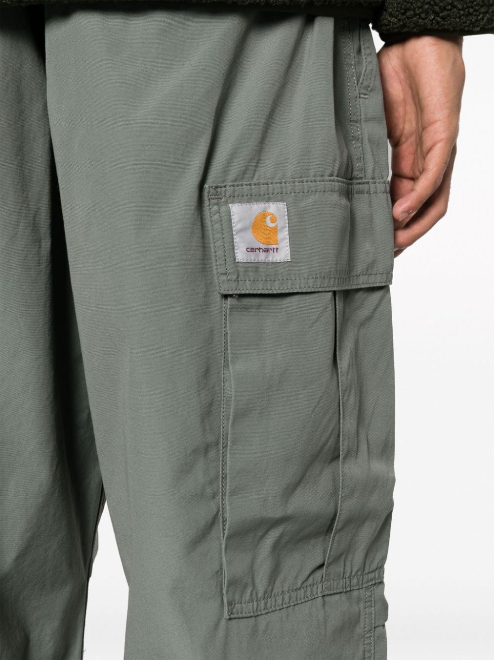 Shop Carhartt Wide-leg Cotton Cargo Trousers In Grey