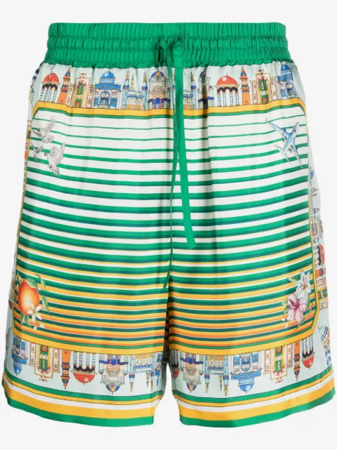 Casablanca City Scape silk shorts