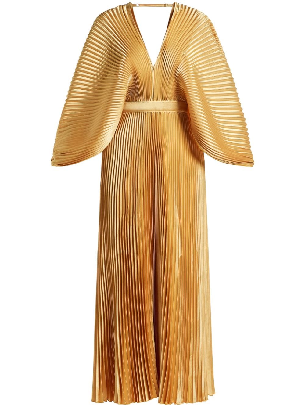 L'idée Fully-pleated V-neck Dress In Gold