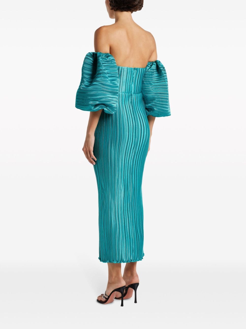 Shop L'idée Sirène Off-shoulder Gown In Blue