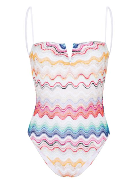 Missoni Wave knitted-overlay swimsuit