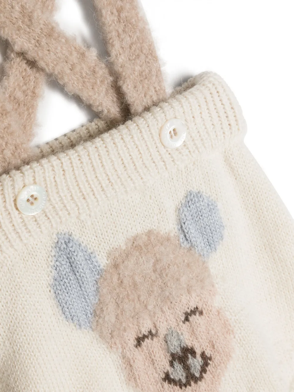 Gensami Intarsia-knit Wool Blend Overalls In Neutrals