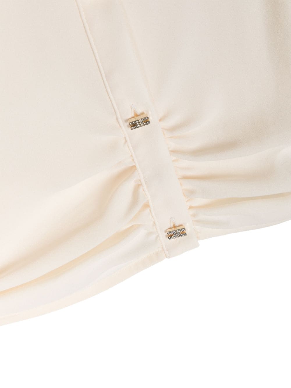 Shop Elisabetta Franchi La Mia Bambina Rhinestone-embellished Draped Shirt In Neutrals