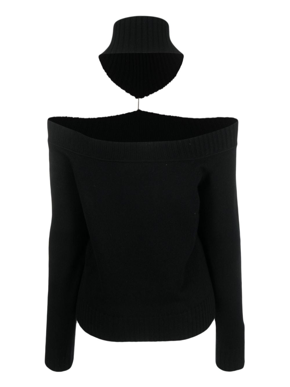 D.Exterior off-shoulder high-neck jumper - Zwart